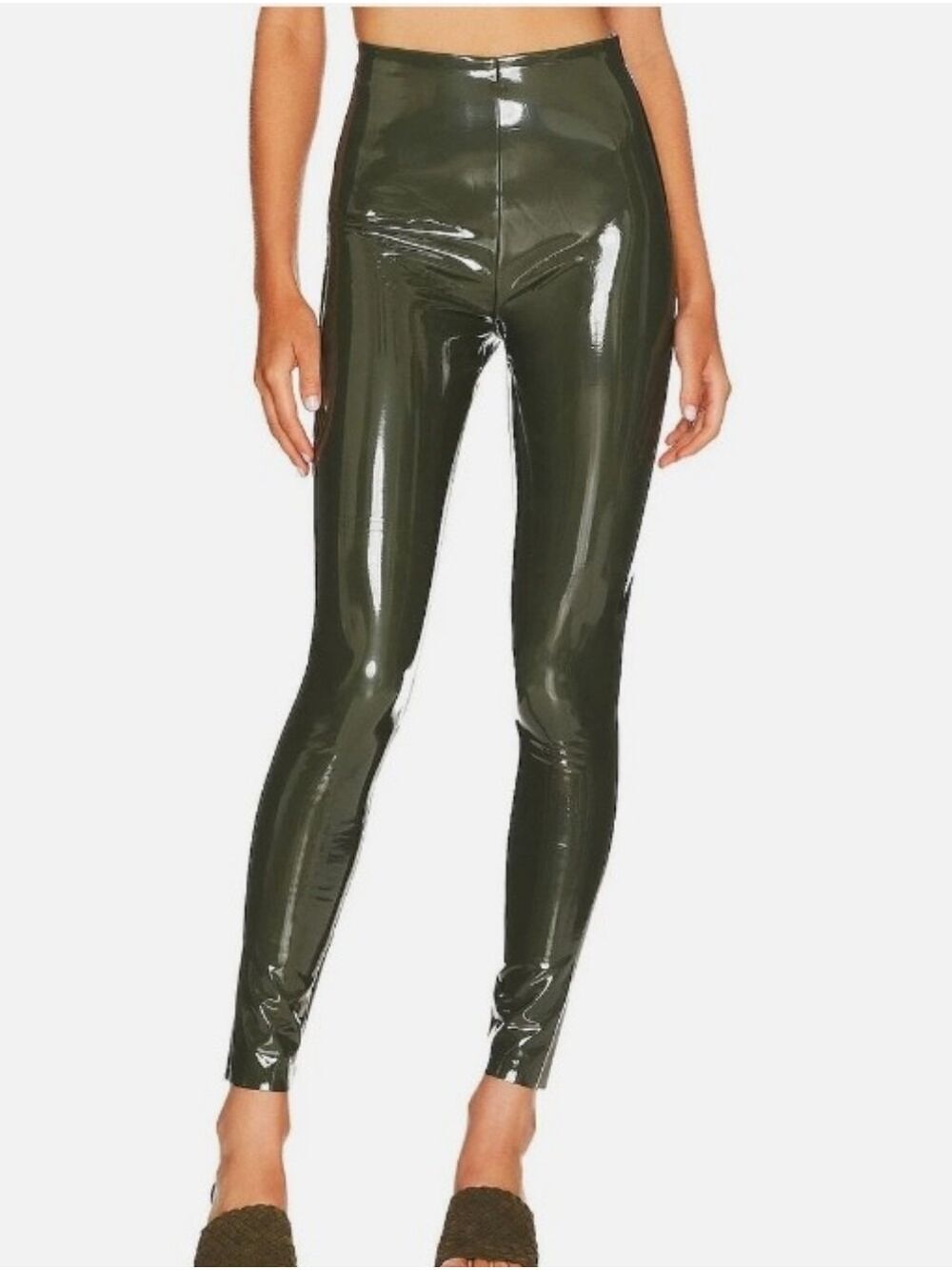 Commando Faux Patent Leather Leggings in Olive Shiny Size Large NWT Size Large